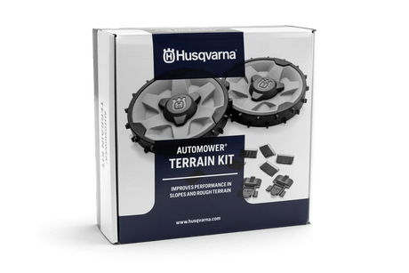 Husqvarna Automower maastosarja P10 Husqvarna Automower 308V, 312V ja Aspire R6V robottiruohonleikkureihin - maastosarja, joka parantaa robottiruohonleikkurisi renkaiden pitoa liukkaalla nurmikolla ja kaltevilla pinnoilla, valmistaja Husqvarna.