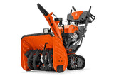 Husqvarna ST 430T lumilinko sivulta, hydrostaattinen voimansiirto ja telaveto