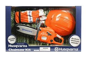 Husqvarna leikkisaha ja varusteet Seinäjoen Konerengas Oy - Moottorisaha leikkiin lapsille, jossa on todenmukainen ääni ja pyörivä ketju.