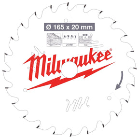 Milwaukee pyörösahanterä W165x20x1.6x24