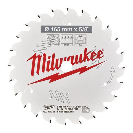 Milwaukee CSB P W 165 x 5/8" x 1,6 x 24ATB pyörösahanterä