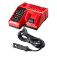 Milwaukee M12-18 AC autolaturi, tehokas akkulaturi, joka lataa M12™ ja M18™ REDLITHIUM™-ION akkuja nopeasti ja kätevästi.