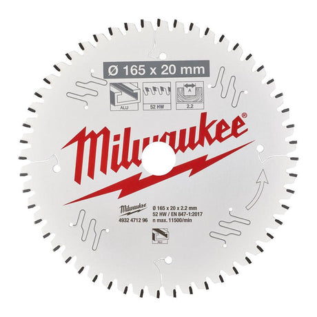 Milwaukee pyörösahanterä A 165 x 20 x 2,2 x 52