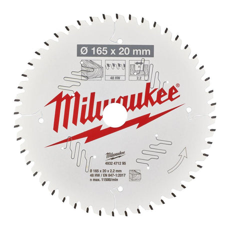 Milwaukee pyörösahanterä W 165 x 20 x 2,2 x 48