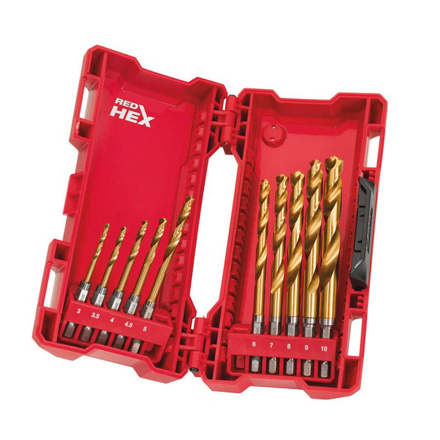 Milwaukee HSS-G TIN RED HEX poranteräsarja metallille 10 kpl